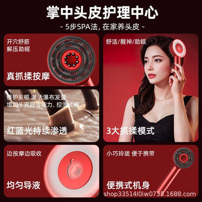 New electric massage comb home scalp liquid comb red anti - slip hair care hair care multi - functional massage comb - #Camisaa